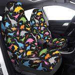 FeHuew 2Pc Cute Colorful Dinosaurs Car Seat Covers Front Seats Only Flexible Lightweight Universal Auto Full Cover Seat Protectors Accessories for Cars SUV Sedan Office Chair