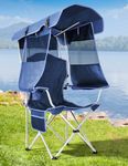 Docusvect Beach Chair with Canopy Shade, Folding Camping Chair with Canopy with Cup Holder, Side Pocket for Camp, Beach, Tailgates, Fishing - Support 330 LBS