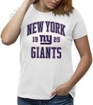 Hybrid Sports NFL - Established - Officially Licensed Women's Short Sleeve Fan Tee, New York Giants - White, X-Large