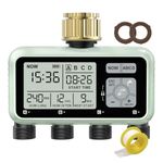 Watering Timer 4 Zone with Brass Inlet, Sprinkler Timer, Programmable Garden Outdoor Hose Faucet Timer with Rain Delay, Auto & Manual Watering System for Garden Lawn