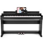 MUSTAR Digital Piano 88 Weighted Keys Hammer Action, Full Size 88 Keys Piano Keyboard Weighted White Electric Piano with Furniture Stand, 3 Pedal Systems, Dual Stereo Speakers