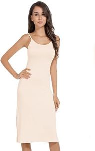 MANCYFIT Full Slip Dress for Women Spaghetti Strap Under Cami Slit Soft Sleeveless Nightgowns (3X-Large, Nude)