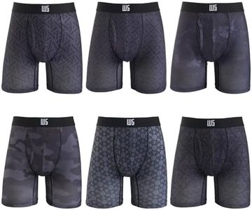 Warriors & Scholars Chafe Safe Pouch Boxer Briefs For Men Pack Of 6, Ultra Soft, Breathable Quick Dry, Moisture-Wicking, Buldge Enhancing Mens Underwear, AM200 3XL