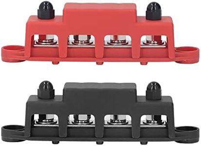 2Pcs Power Distribution Block, 4 Post M8 Screw 4 Terminal Bus Bar Terminal Block for Marine Battery Terminals Automotive Car, DC 48V 250A, Ground Distribution Blocks