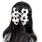 Linenblue Hair Sailor Bow Clip For Women & Girls (White Polka Sailor Bow) (Pack Of 1)