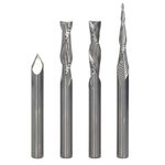 AKYLIN Set of 4 Milling Cutter Set 6 mm Shank, Spiral Cutter Solid Carbide Solid Carbide CNC Milling Cutter, 0.5 mm Radius Engraving Cutter, 60° V-Groove Cutter for Wood Engraving