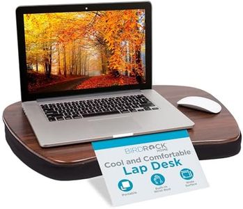 SOFIA + SAM Oversized Lap Desk with Memory Foam Cushion | Wooden Extra Wide Surface for Laptops Up to 17" | Cushioned, Portable Ergonomic Tray for Work from Home, Writing, and Crafting | Brown & Black