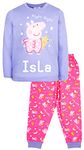 Peppa Pig - Personalised Kids Pyjamas - Pink & Purple Long Sleeve Pyjamas - 100% Cotton Sleepwear - Official Merchandise - 2/3 Years