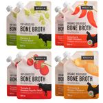 Broya Beef & Chicken Bone Broth | Premium 100% Grass Fed Beef and Certified Organic Chicken with Collagen Protein | Paleo, Keto and Gluten-Free | Perfect for Sipping, Soup and Cooking Stock | Variety Pack (8 Packets)