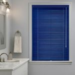 SHEERVIEW Cordless Aluminum Blind, Blue Custom Size, Inside Outside Mount 1" Slat Horizontal Mini Blind for Window Door