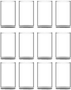 HWASHIN Set of 12 Clear Glass Cylinder Vases (2 Sponge Brushes Included), 3.5” W x 6” H, Flowers Vases, Decorative Centerpieces for Home, Events or Weddings