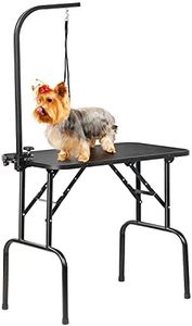 Yaheetech Table de Toilettage pour Chien Chiot Chat Pliant Transportable 80,5 × 46 × 76 cm avec Bras/Anneau Noir