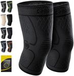 CAMBIVO 2 Pack Knee Brace, Knee Compression Sleeve for Men and Women, Knee Support for Running, Workout, Gym, Hiking, Sports (Black,Large)