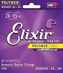 Elixir Strings Acoustic 80/20 Bronze Guitar Strings with POLYWEB Coating, Resonator (.016-.056)