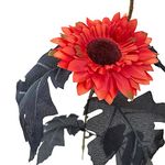 YUIOP 6 Pcs 19.7 Inch Black Sunflowers Artificial Flowers with Stems, Halloween Thanksgiving Fall Artificial Floral Picks Long Stem Maple Leaves Branch for Holiday Home Decor