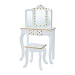 Teamson Kids - Fashion Polka Dot Prints Gisele Toy Vanity Set - White/ Gold