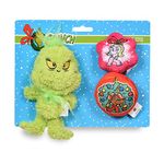 Dr. Seuss The Grinch Snowflake Plush Squeaky Dog Toy 3 Pack | The Grinch Plush Dog Toys from Dr Seuss Collection | Small Squeaky Dog Toys Backercard, 6 Inch