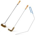 3 Pieces Brass Bristles Fryer Cleaning Tools Including l Shaped Fryer Cleaning Brush Deep Fryer Cleanout Rod Long Handle Deep Fryer Basket Cleaning Brush, Good to 750f for Restaurant Accessories