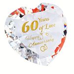 60th Diamond Anniversary Romantic Gifts for Couple Women Her Mum Parents Nan, 60 Years Anniversary Presents for Wife Girlfriend, Crystal Diamond Shaped Paperweights Heart Marriage Keepsake Ornaments
