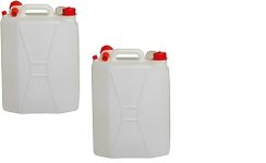 Pack of X2 HDPE Plastic 25L Heavy Duty Anti Glug Water Container Tank | UN Approved Stackable Jerry Can Bottle + Cap Perfect for Storage of Potable Water Liquids Camping & Food Grade for Camping & Hik