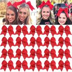 Cheer Bows Girls Ponytail Holders 8" Big Hair Bows Glitter Bulk Elastic Accessories for Cheerleaders Teens Women Teams Competition Sports Pack of 9 8 inch red 20pcs