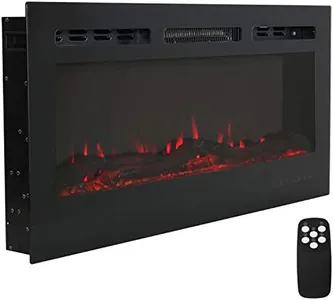 Sunnydaze Modern Flame 40-Inch Indoor Electric Fireplace - Wall-Mounted/Recessed Installation - 9 Flame Colors - Black