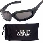 WYND Blocker Polarized Motorcycle & Fishing Floating Sports Wrap Sunglasses (Black / PZ Smoke Lens)