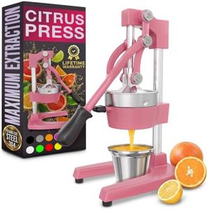 Cast Iron Lemon Squeezer in Pink, Hand Press with 304 Stainless Bowl