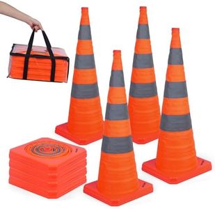 BATTIFE [4 Pack] 36 Inch Collapsible Traffic Safety Cones, Orange Cones, Multi Purpose Pop-up Cones with Reflective Collar, for Road Parking, Driving Practice