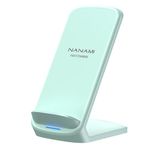 NANAMI Fast Wireless Charger, Qi-Certified Wireless Charging Stand for Samsung Galaxy S24/S23/S22 Ultra/S21/S20 fe/S10/S9,Note 20/10,Cordless Phone Charger for iPhone 16/15 Pro Max/14/13/12/11/XR/XS/8