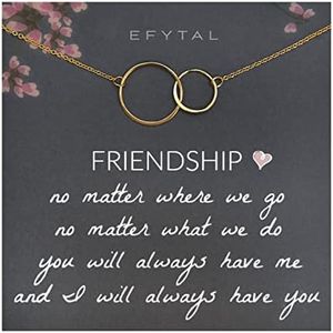 EFYTAL Friendship Necklace, Two Circle 14k Gold Plated Necklace for Women, Best Friend Gift for Women, Best Friend Necklaces for Women, Bff Gifts for Women, Best Friend Jewelry for Women