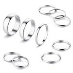 HAIAISO 10 Pcs Silver Knuckle Rings Set Stainless Steel Ring Simple Smooth Finger Stackable Rings Set for Women Plain Band Rings