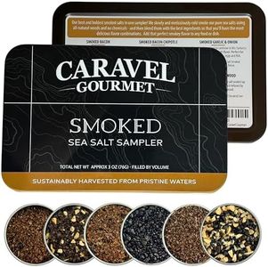 Smoked Sea Salt Sampler Set, Alderwood, Cherrywood, Bacon and Garlic Smoked Salts, Gourmet Cooking Gift, 0.5 oz x Bundle of 6 Flavored Salts - Caravel Gourmet Salt