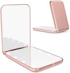 WOBSION Small Mirror with Lights,LED Compact Makeup Mirror,1x/3x Mini Travel Mirror with Magnification,Portable for Purse,Pocket,Gifts for Girls,Rose Gold
