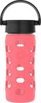 Lifefactory 12-Ounce BPA-Free Glass Water Bottle with Classic Cap and Protective Silicone Sleeve, Coral