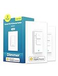 meross Smart Dimmer Light Switch Single Pole 2 Pack, Compatible with Apple HomeKit, Alexa, Hey Google and SmartThings, Neutral Wire and 2.4GHz Wi-Fi Required