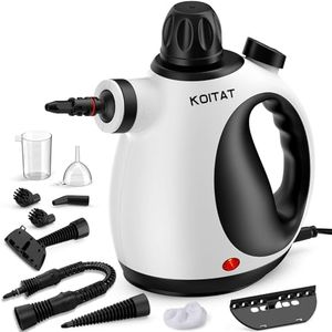 KOITAT, Nettoyeur vapeur portable avec 10 accessoires - Nettoyeur vapeur pour meubles rembourrés - Avec verrouillage de sécurité - Pour la maison, la voiture, les sols,Chiffons