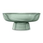 Navaris Glass Fruit Bowl - Decorative Fluted Colored Glass Bowl for Fruit Snacks Candy - 10.2" Diameter Table Centerpiece Dish - Green Tinted Glass