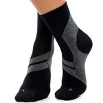 ZaTech Plantar Fasciitis Socks, Ankle Compression & Arch Support Socks, Seamless (Black/Grey, Large)