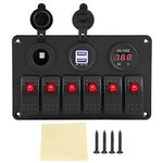 Marine Switch Panel 6 - Boat Switch Panel Car Switches Panel 6 Gang Led Switch Panel 12V 24V 6 Gang Car Boat Marine Led Rocker Switch Panel Dual Usb Voltmeter Cigarette Lighter Red