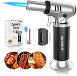 Kollea Butane Torch Lighter, Mini Kitchen Cooking Torch Lighter with Fuel Gauge & Continuous Flame Lock & Nozzle, Culinary Blow Creme Brulee Torch for Baking Food Desserts (Butane Gas Not Included)