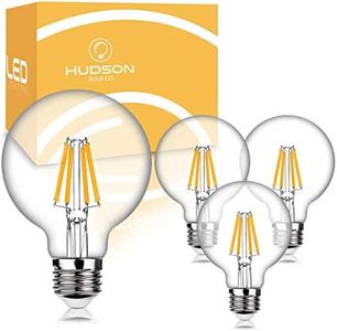 Hudson 6W Edison LED Light Bulbs G25 Globe Shape (4 Pack) - 3000K Warm Light Dimmable Room décor Soft White Light Bulbs (60W Equivalent) - E26/E27 Standard Base Vanity Mirror Light Bulb