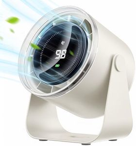 WSKEN Desk Fan with Battery Operated, Quiet Digital Display Portable Fan for Office, Bedroom, Kitchen, Home, Outdoor, 100 Speeds 115° Tilt Small Travel Camping Table Fan, White