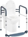 Toilet Safety Rails with Footrest, Folding & Portable Bathroom Toilet Handles for Elderly, Seniors, Handicap & Disabled, Adjustable Toilet Safety Frame Fit Any Toilets (350 LB)