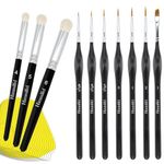 Himmlfel Miniature Paint Brushes drybrush Set,10 PCS fine Detail Paint Brush Dry Brush,Model Paint Brushes Dry Brushes for Citadel Game Model，Large Medium Detailed Models，Model Painting,Warhammer 40k