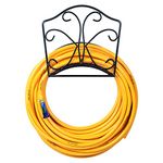 Sharpex Combo Of Hose Hanger And Hose Pipe For Garden, Car Bike Washing, Indoor Outdoor use, Hotel and Backyard - Heavy Duty Yellow Hose Water Pipe 30 Meter 0.5 Inch with Black Wall Mount Hose Hanger