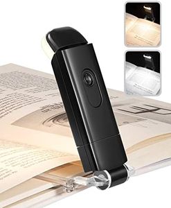 DEWENWILS USB Rechargeable Book Reading Light, Warm White + Daylight, LED Eye Care Clip on Book Light for Reading in Bed, Portable Bookmark with Light for Kids, 4 Brightness Adjustable (Black)