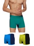 XYXX Men's Underwear Dualist IntelliSoft Antimicrobial Micro Modal Trunk Pack of 3 (Lime Punch & Black;Navigate & Black Iris;Brilliant Blue & Black Iris; L)