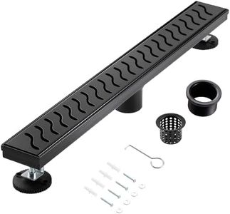 muschbath 24 Inch Linear Shower Drain, Matte Black Shower Drain,Removable Grate, 304 Stainless Steel, Easy to Install And Clean for Bathrooms (Drain Base Not Included)