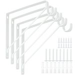 SENENQU 4 Pack Heavy Duty Closet Rod Shelf Support Brackets, 10 x 11 inch Wall Mounted Rod and Shelf Bracket Hooks with Fixing Screws, White Support Bracket Holder for Home Office